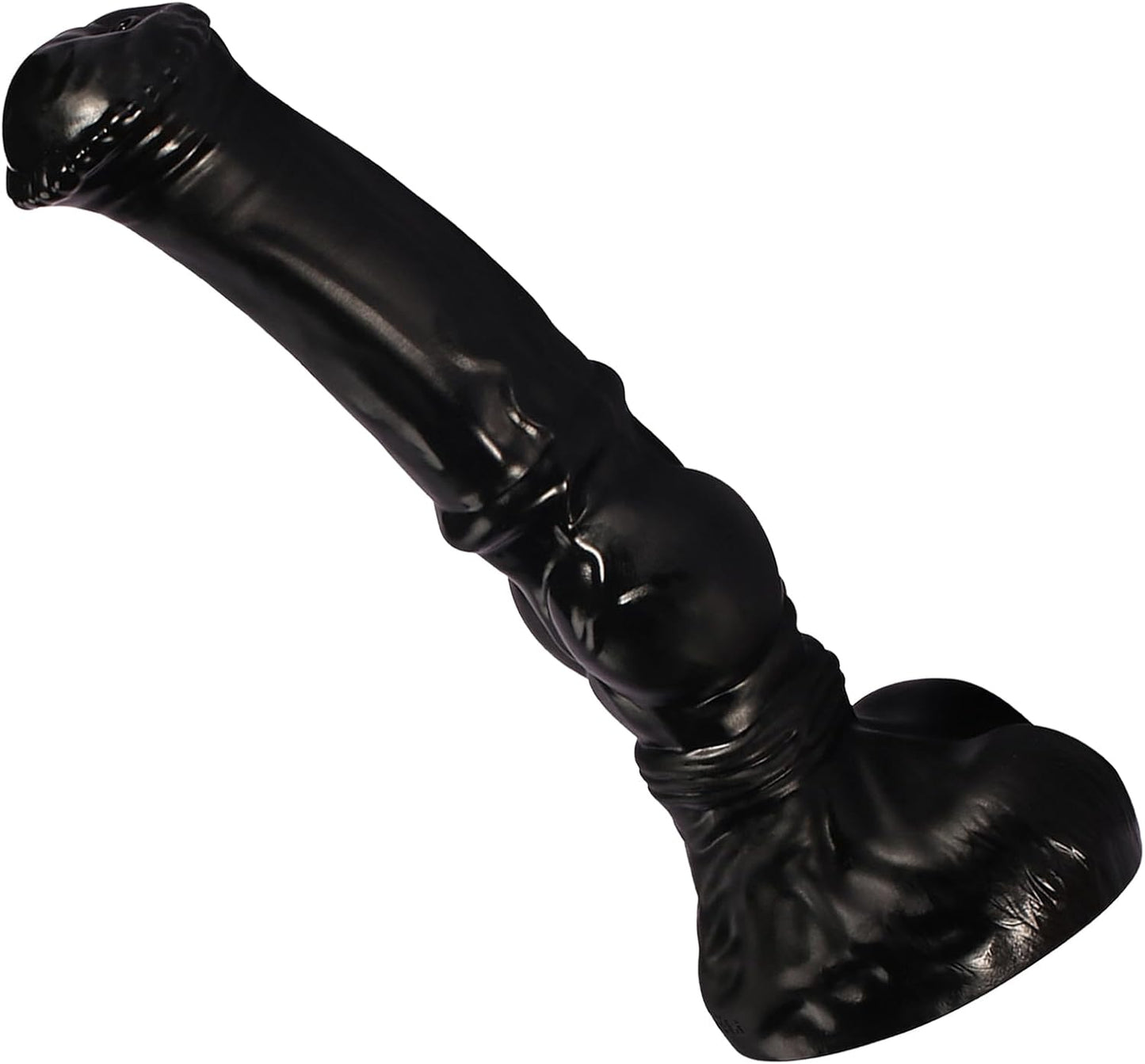 Vue de profil du gode anal géant noir nervuré – silhouette progressive et base ventouse XXL