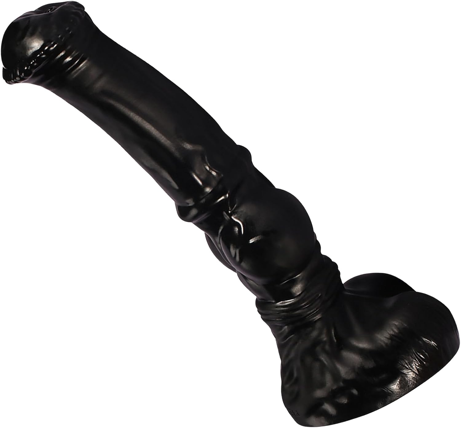 Vue de profil du gode anal géant noir nervuré – silhouette progressive et base ventouse XXL