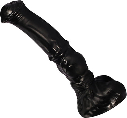 Vue de profil du gode anal géant noir nervuré – silhouette progressive et base ventouse XXL