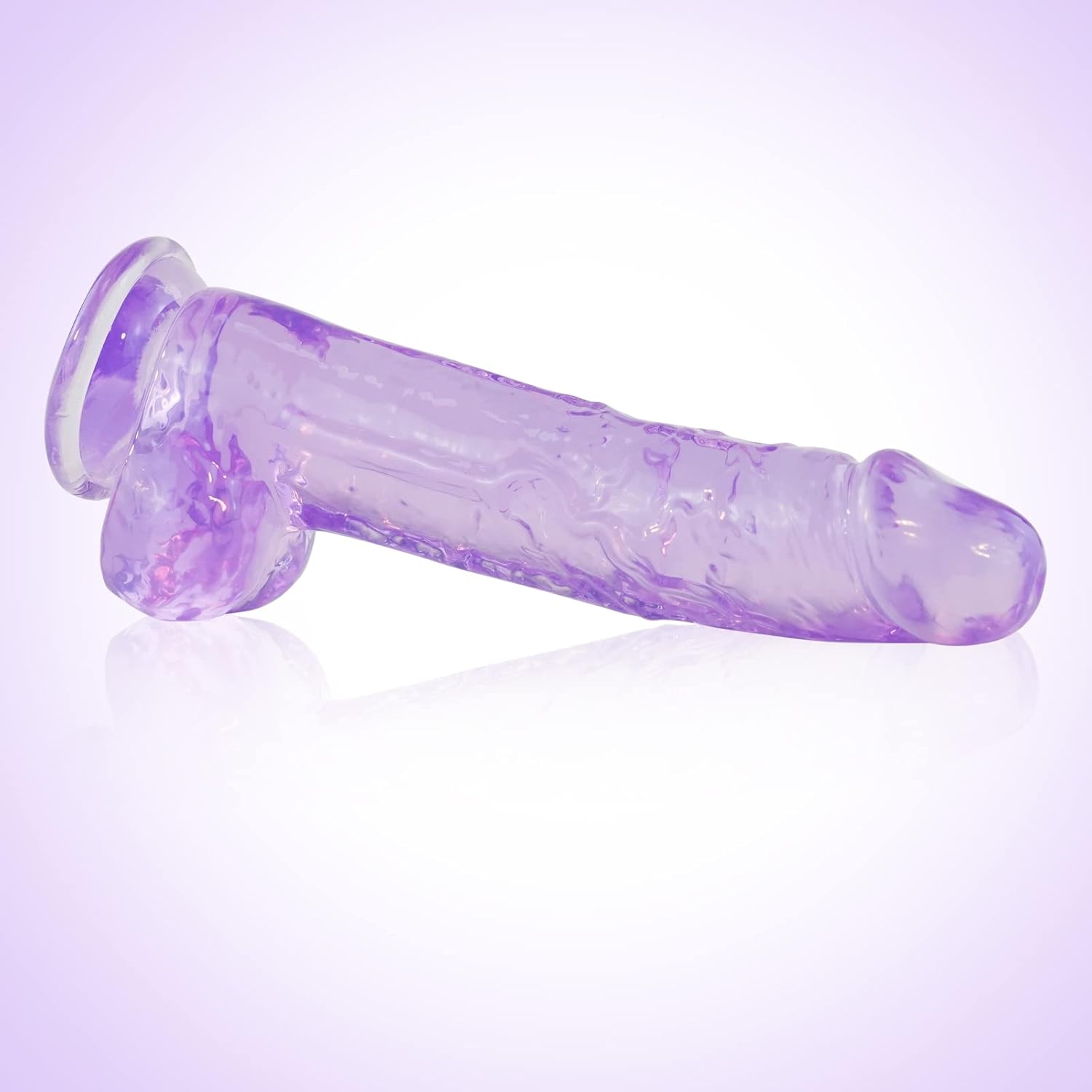Gode anal violet en TPE vu de profil avec base ventouse