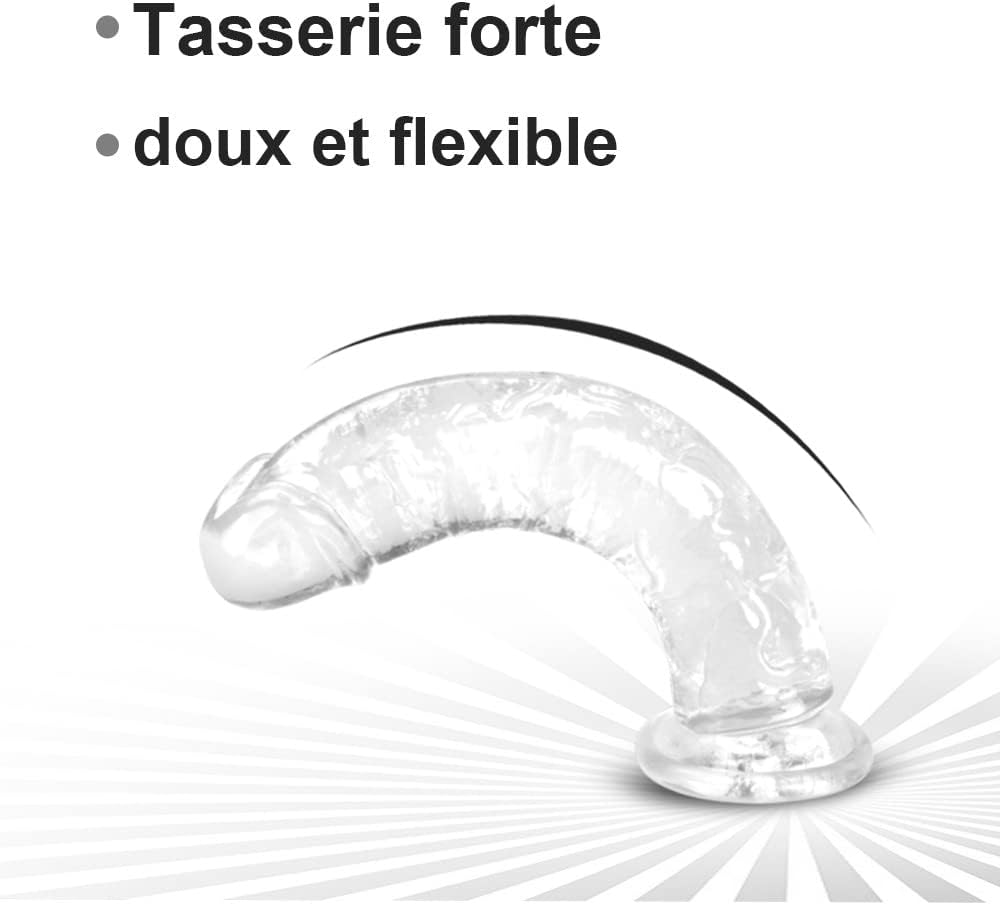 Godemichet transparent en TPE imperméable compatible douche et bain