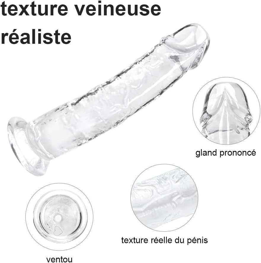 Texture réaliste nervurée du gode transparent 18 cm TPE pour stimulation point P