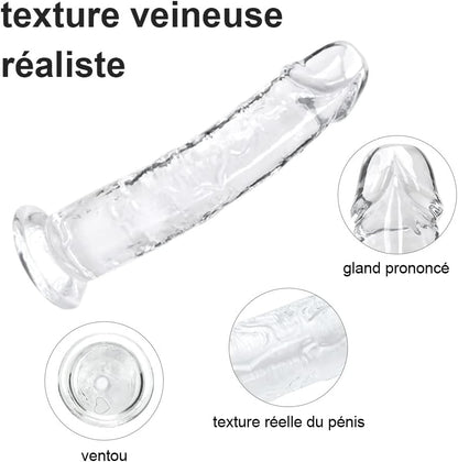 Texture réaliste nervurée du gode transparent 18 cm TPE pour stimulation point P