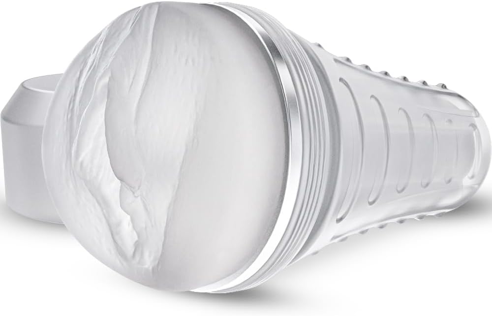 Masturbateur transparent 19 cm à succion manuelle vu de face
