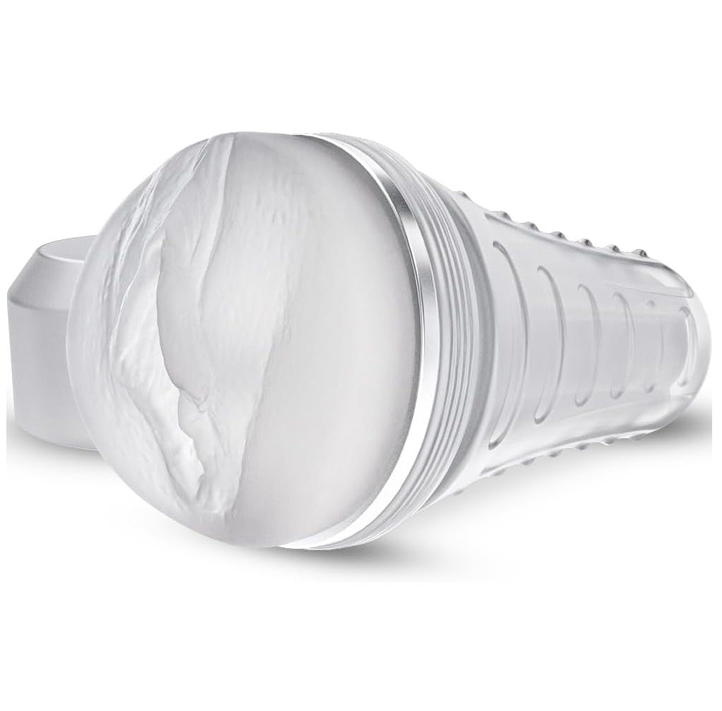 Masturbateur transparent 19 cm à succion manuelle vu de face