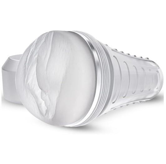Masturbateur transparent 19 cm à succion manuelle vu de face