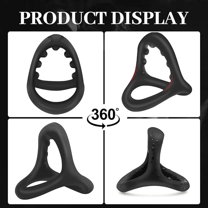 Cockring triangle en silicone médical noir pour érection plus ferme