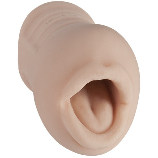 Masturbateur bouche réaliste vue de face sur fond neutre
