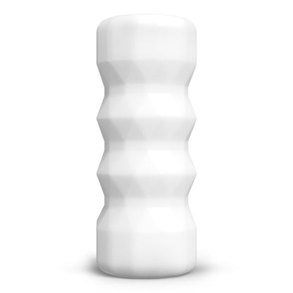 Vue de face de la vaginette ultra-douce et élastique compacte pour homme – design discret et réaliste en couleur blanche