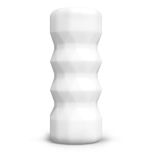 Vue de face de la vaginette ultra-douce et élastique compacte pour homme – design discret et réaliste en couleur blanche