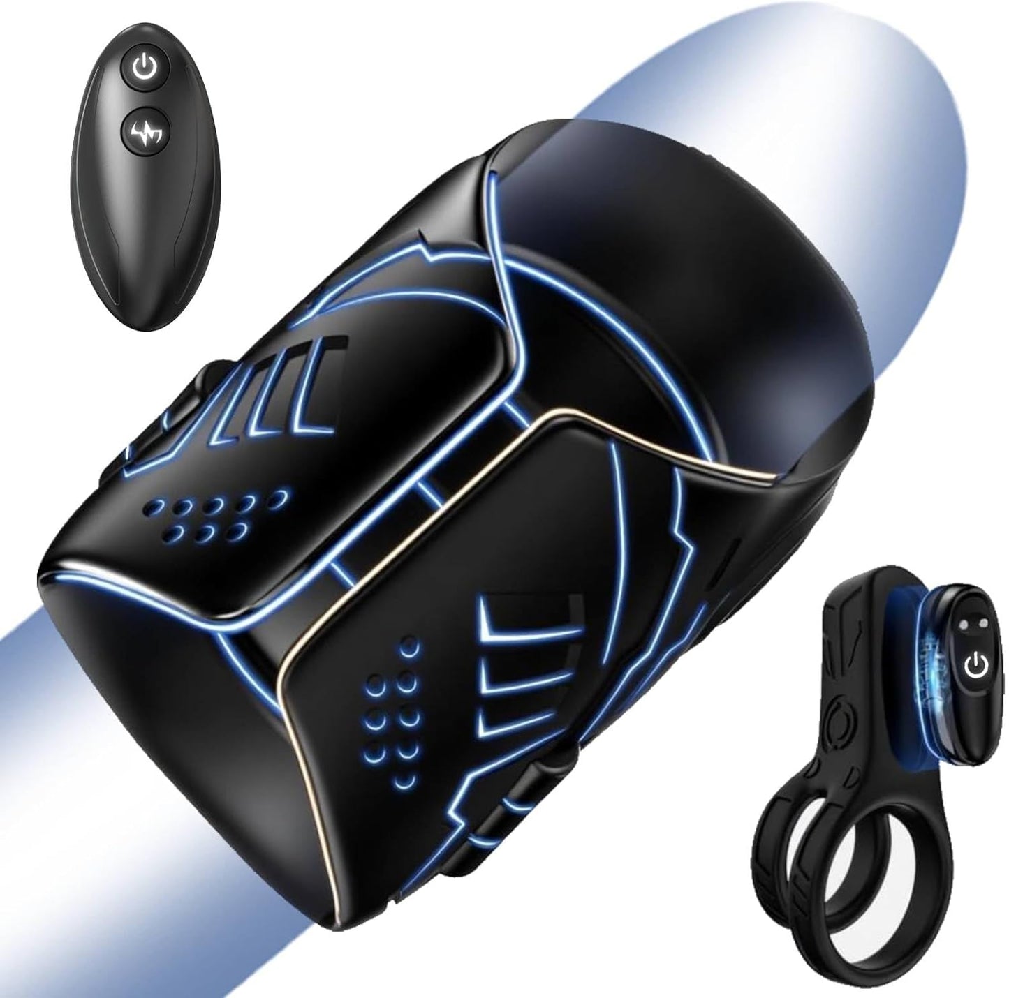 Cockring vibrant noir vue de face avec télécommande sans fil