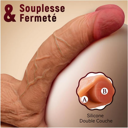 Double densité gode réaliste silicone couche souple noyau ferme toucher naturel chair