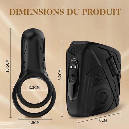 Dimensions du cockring vibrant et du masturbateur silicone avec mesures détaillées