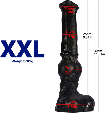 Dimensions des 3 tailles du gode anal géant nervuré en TPE – longueur jusqu'à 38 cm et diamètre maximal 8,8 cm