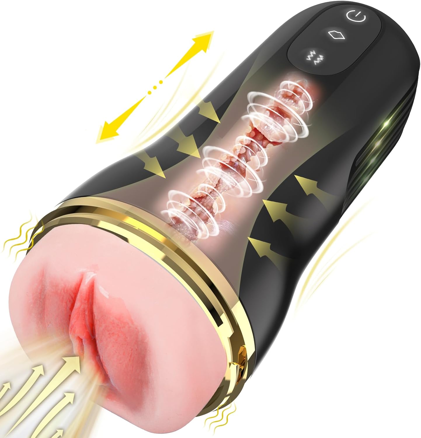 Masturbateur vibrant homme vue de profil sur fond neutre