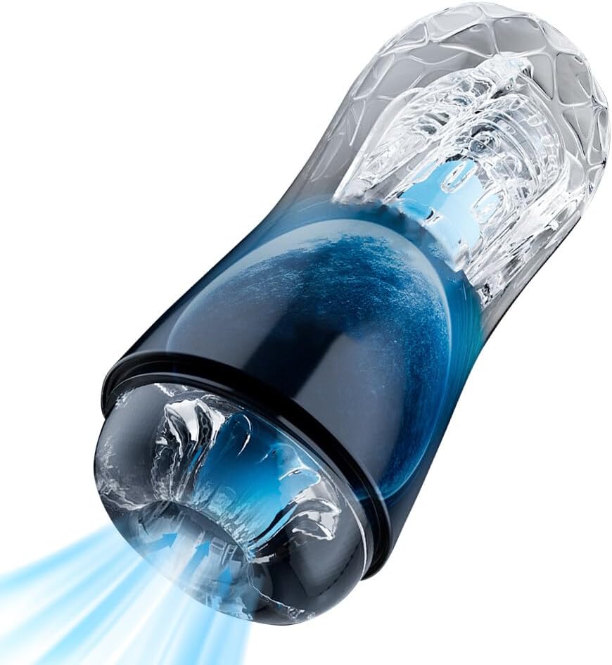 Masturbateur transparent pour homme avec aspiration effet de vide et structure interne granulée