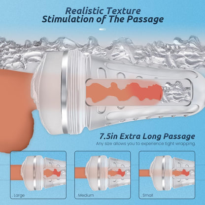 Texture interne picots et nervures du masturbateur transparent à succion manuelle
