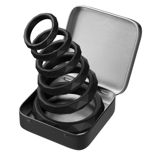 Ensemble anneaux péniens silicone noir vue de face