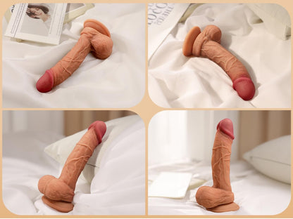 Photo lifestyle gode silicone réaliste debout ventouse fixée surface lisse sol