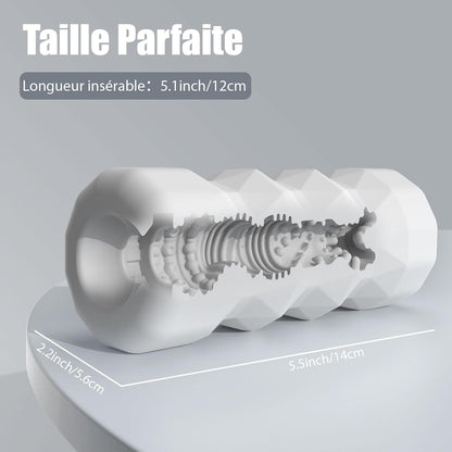 Masturbateur masculin portable vue latérale montrant son format compact de 14 cm