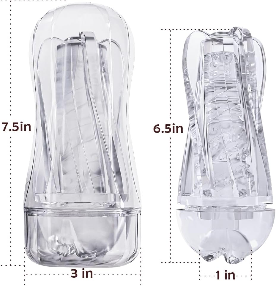 Dimensions du masturbateur transparent environ 17,5 x 7 x 6,8 cm format compact

