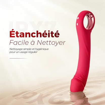 Gode vibrant étanche rouge sous l'eau utilisable sous la douche ou en bain