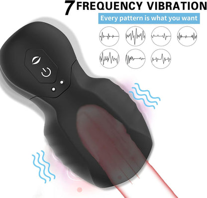 Vibromasseur masculin noir avec 7 modes de vibration multifréquence