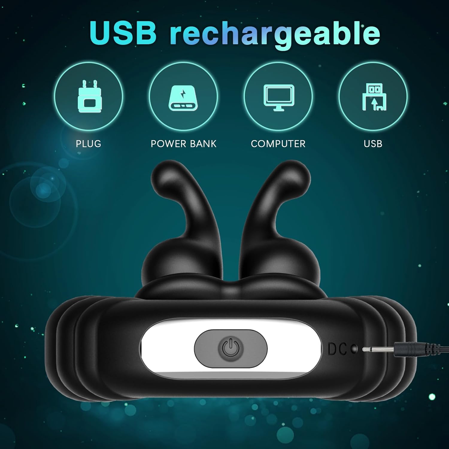 Cockring vibrant rechargeable par USB avec câble de charge