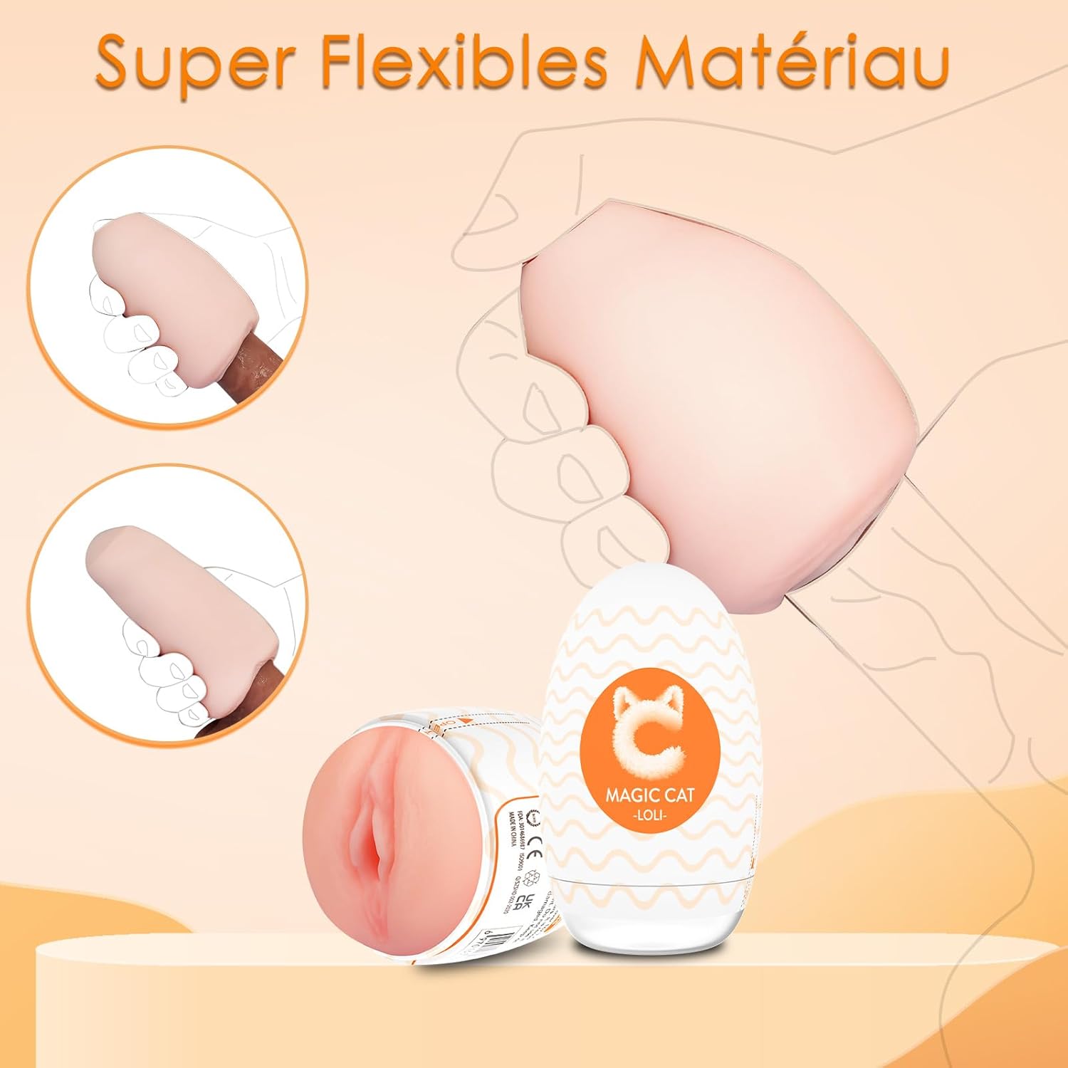 Œuf masturbateur homme en silicone souple avec texture lisse pour sensation douce et enveloppante