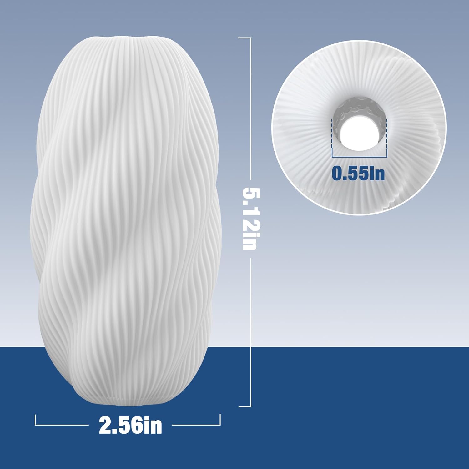 Dimensions de la vaginette souple et serrée avec intérieur nervuré pour homme
