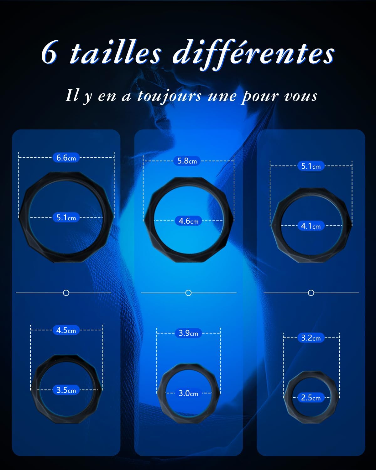 Set anneaux d'érection 6 tailles pour ajustement sur mesure
