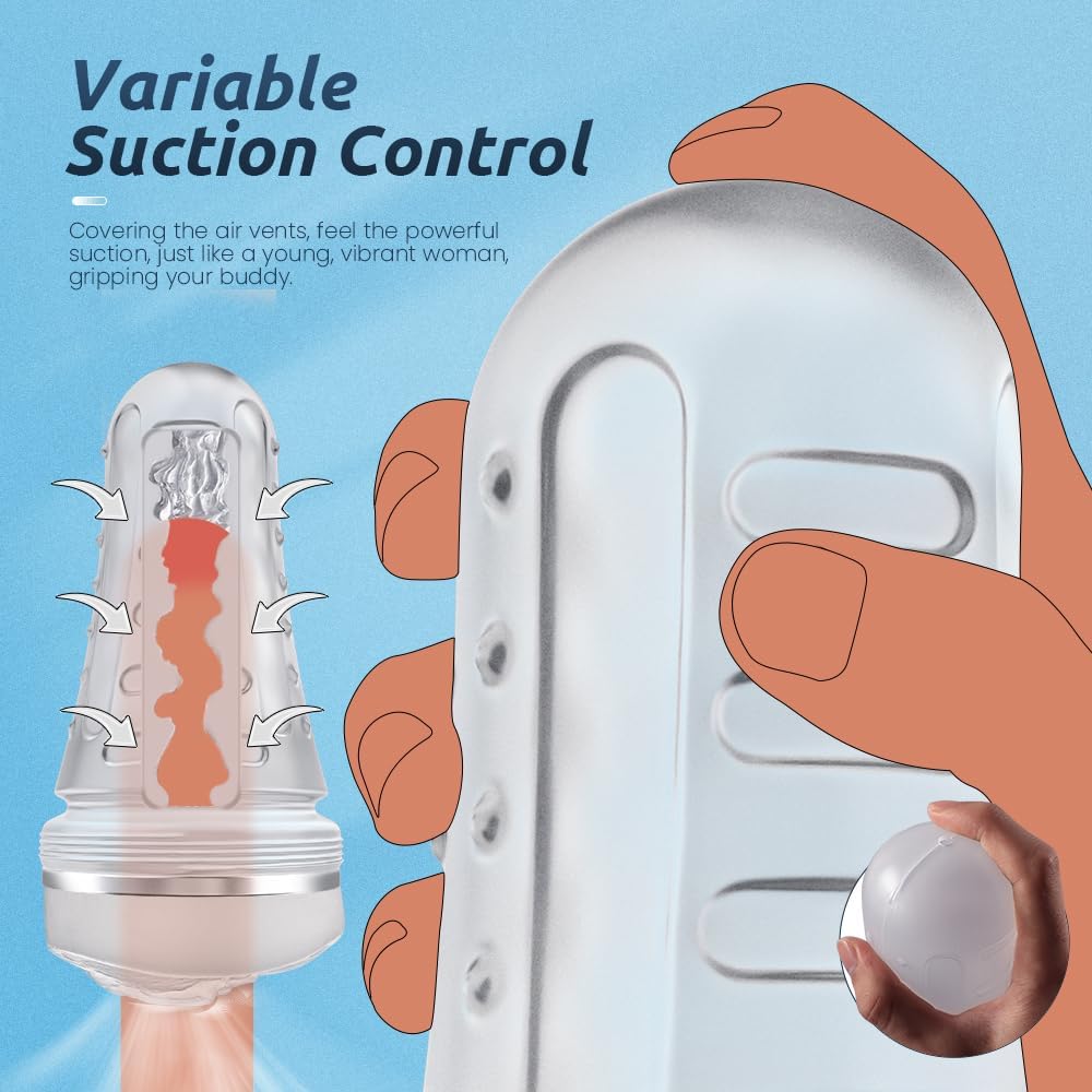 Système de succion manuelle ajustable du masturbateur transparent 19 cm
