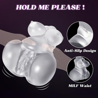 Masturbateur buste transparent BBW en TPE vu de face avec poitrine généreuse et design réaliste