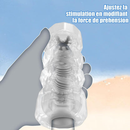 Entrée extensible de la pocket pussy transparente pour insertion confortable
