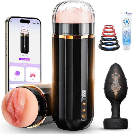 Coffret sextoys homme 3 en 1 complet présenté à plat sur fond clair