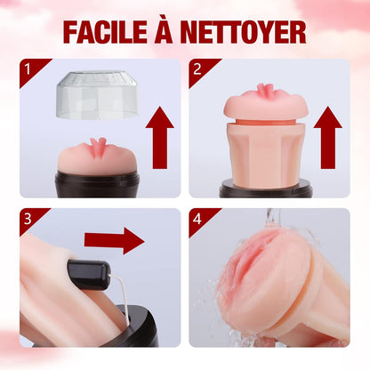 Masturbateur électrique vibrant réaliste démontable pour nettoyage facile après utilisation