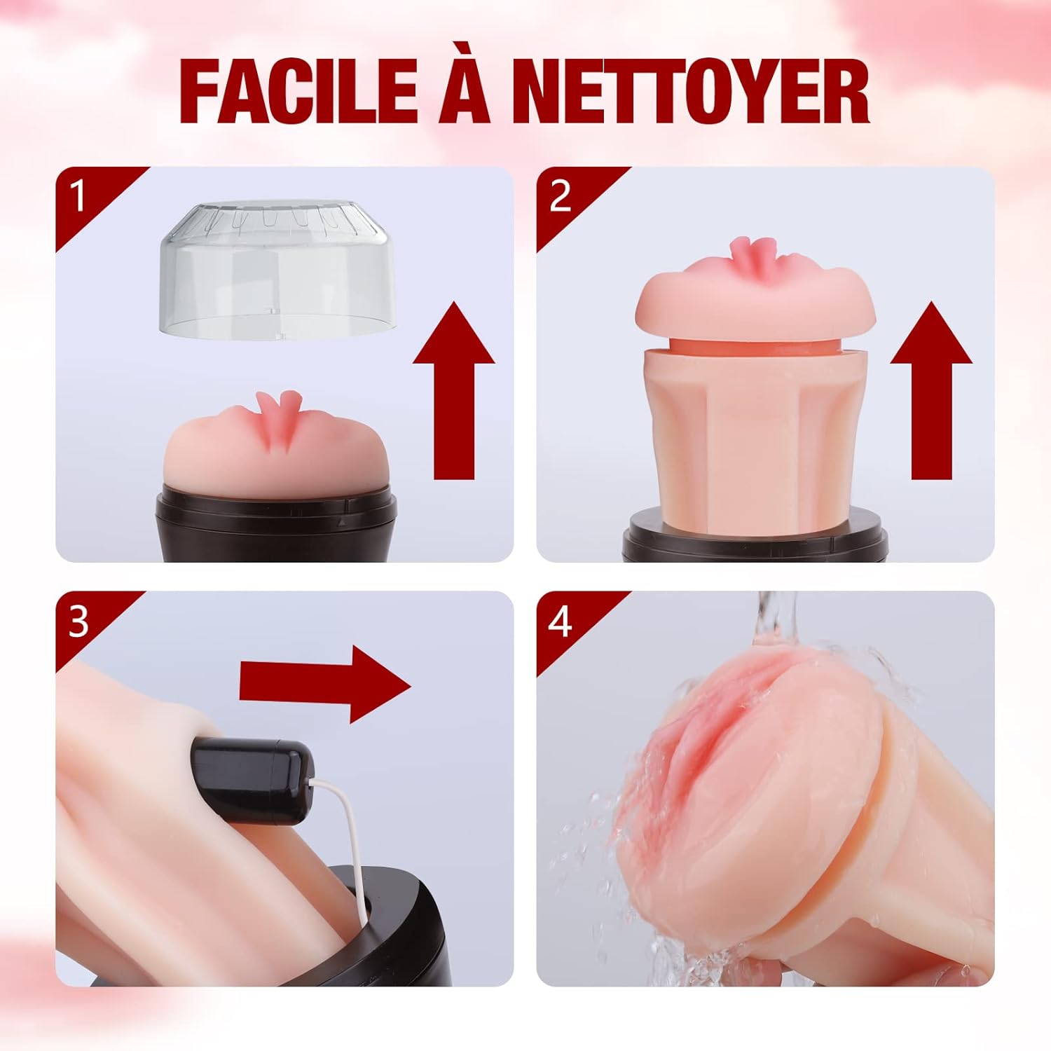 Masturbateur démontable en TPR doux pour un nettoyage facile
