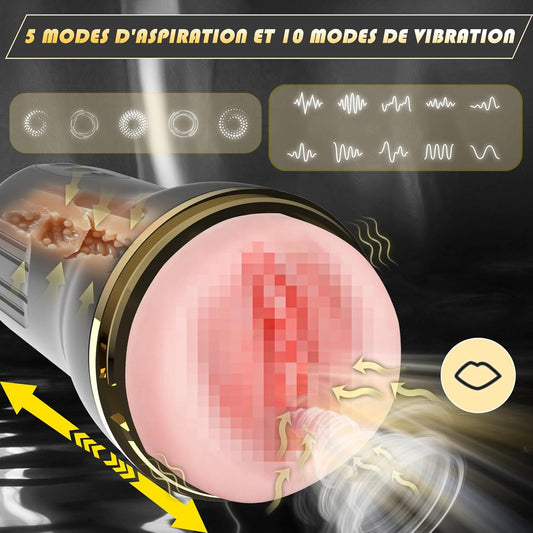 Masturbateur à succion pour homme doté de 5 modes d'aspiration
