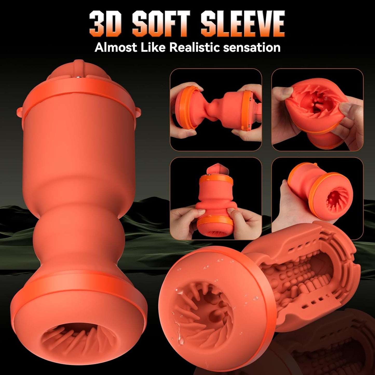 Gaine silicone médical texture dent de loup pour masturbateur homme