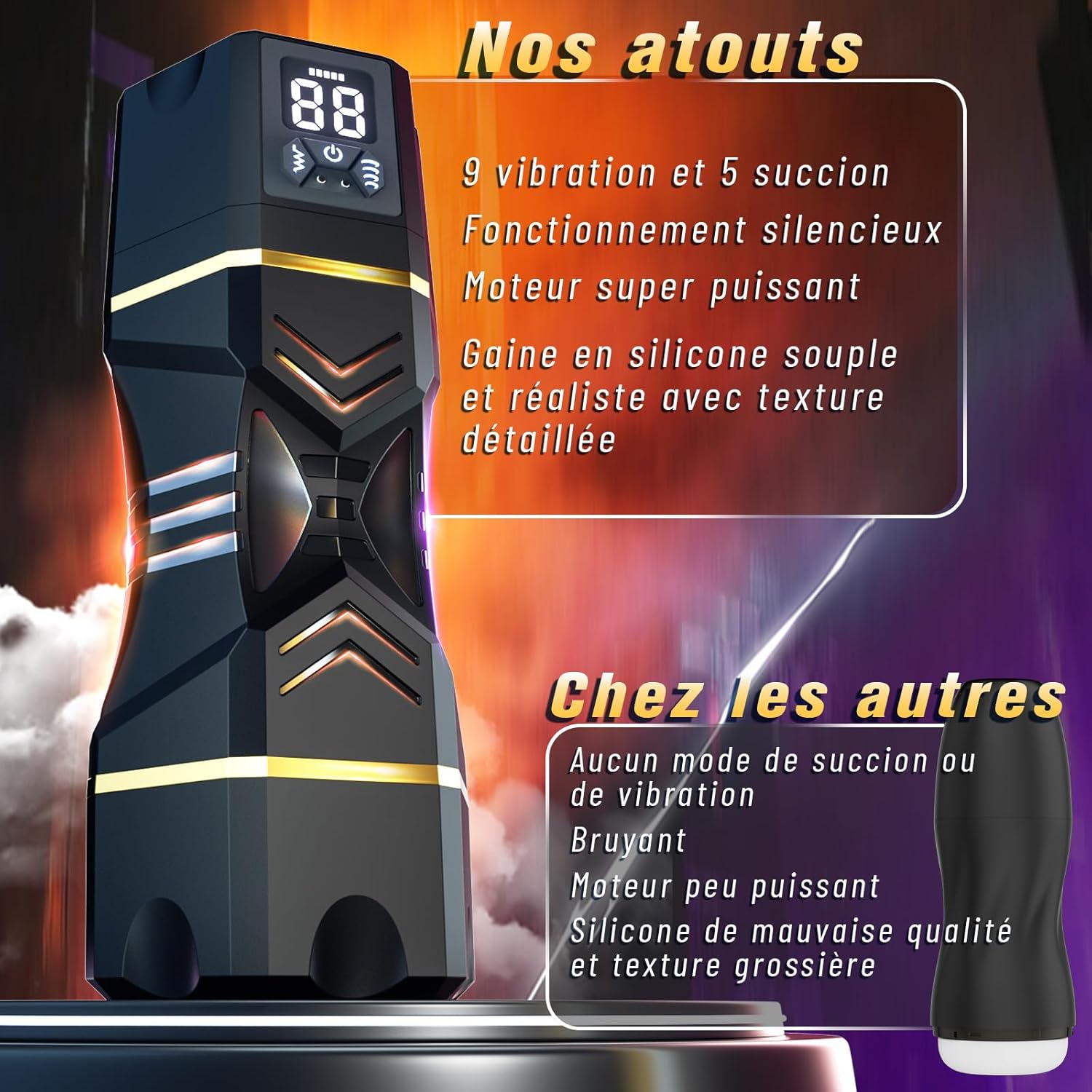 Masturbeuse automatique aspiration avec manchon vaginal 3D réaliste en TPE doux et texturé