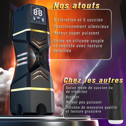 Masturbeuse automatique aspiration avec manchon vaginal 3D réaliste en TPE doux et texturé
