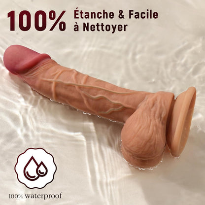 Gode réaliste silicone étanche nettoyage eau courante hygiène facile