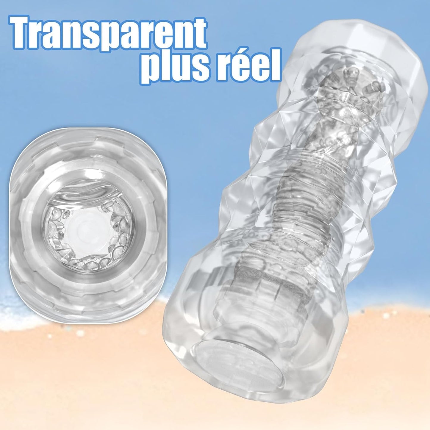 Masturbateur transparent à effet visuel pour voir les mouvements en direct
