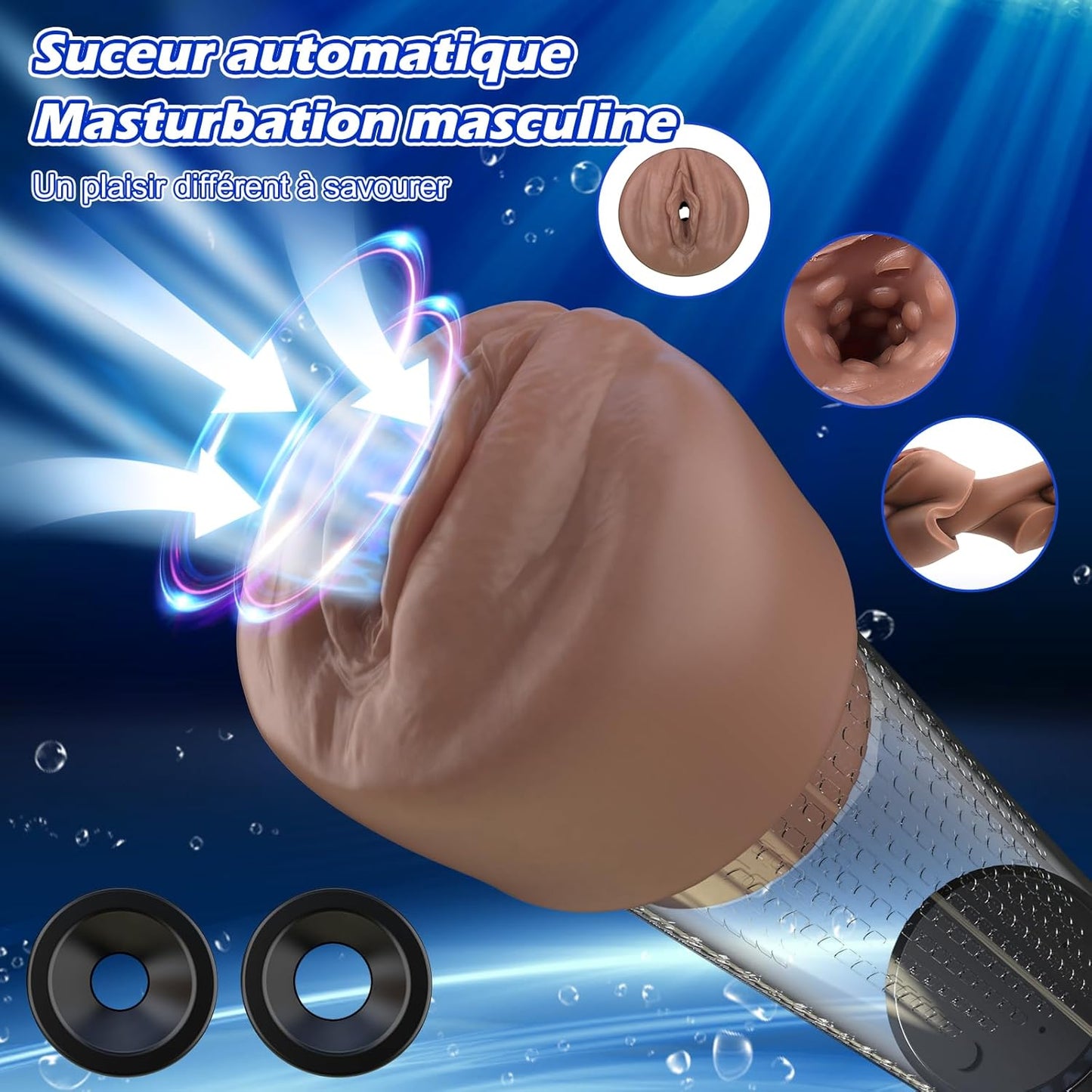 Deux manchons interchangeables en silicone pour pompe à pénis électrique automatique