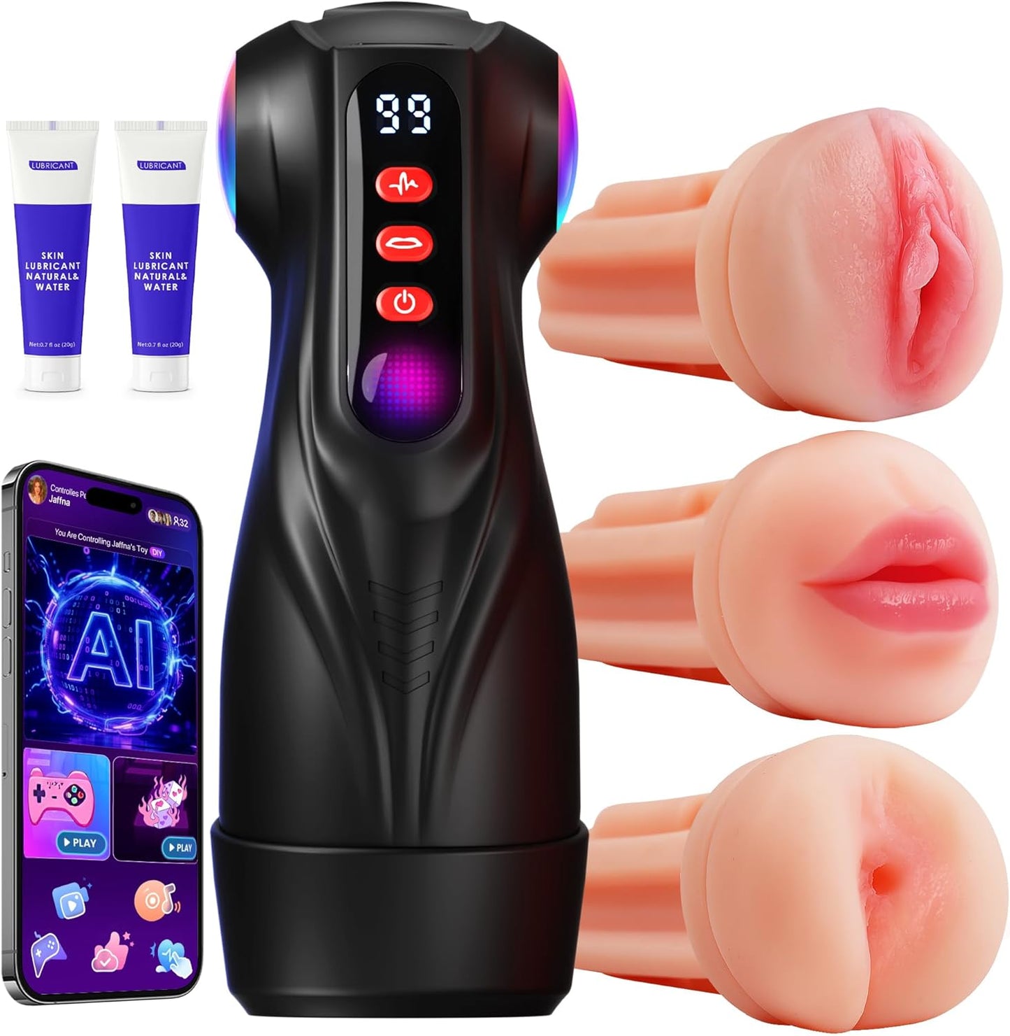 Masturbateur homme connecté avec succion, vibration et contrôle via application pour stimulation personnalisée