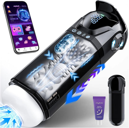 Masturbateur automatique futuriste vue de face sur fond épuré
