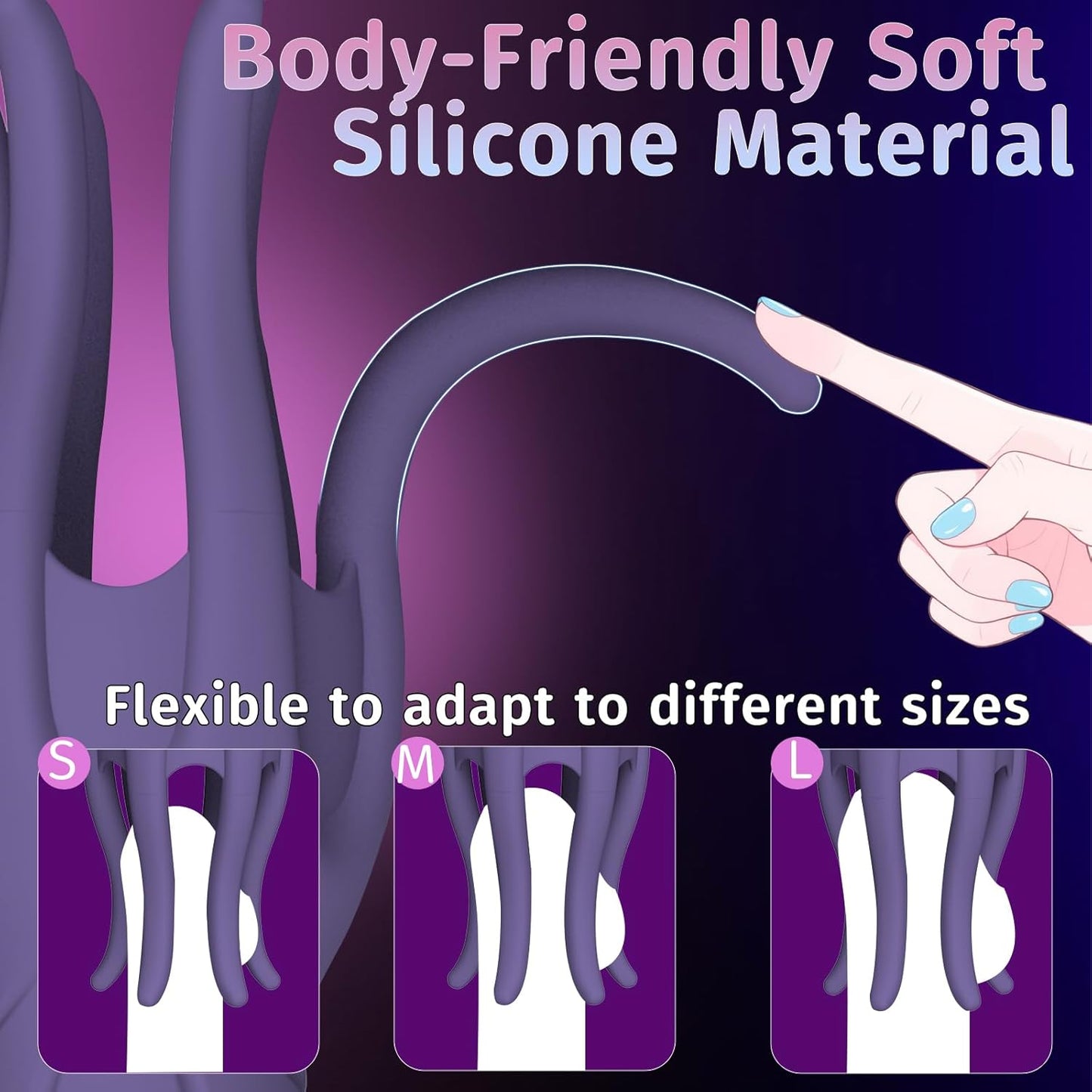 Vibromasseur de pénis en silicone doux et hypoallergénique pour homme