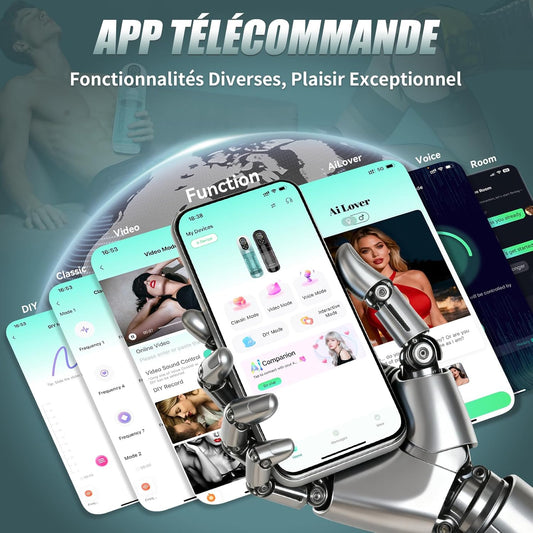 Masturbateur automatique IA avec discussion vocale contrôlé par application smartphone