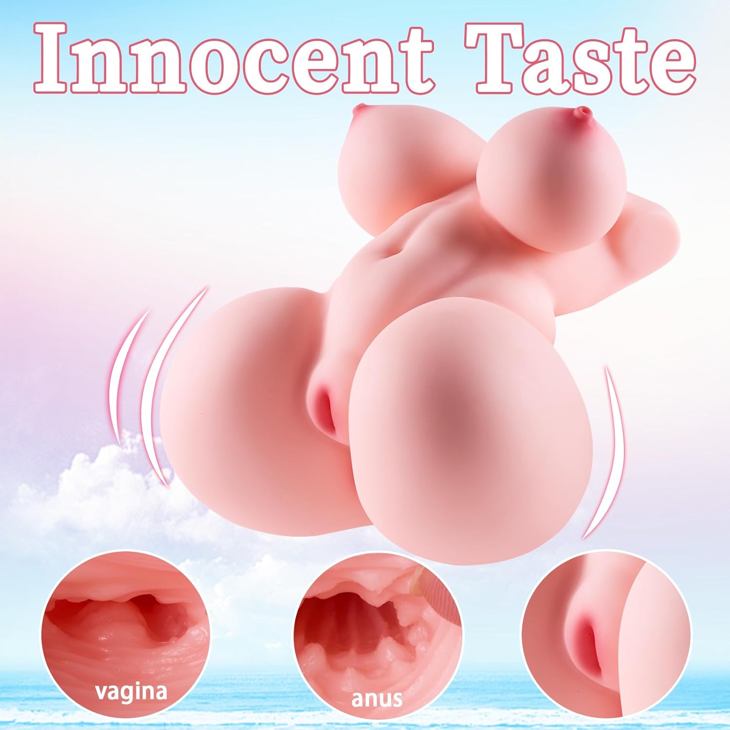 Mini poupée sexuelle 750 g vue de face avec vagin et anus réalistes
