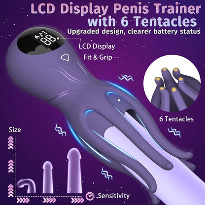 Vibromasseur de pénis avec écran LCD affichant le mode et la durée